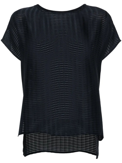 Sheer-Panels Striped T-Shirt