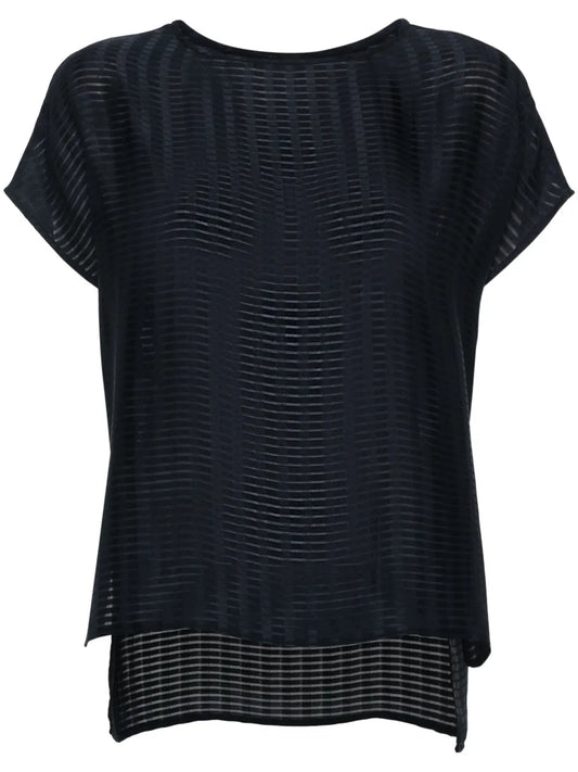 Sheer-Panels Striped T-Shirt