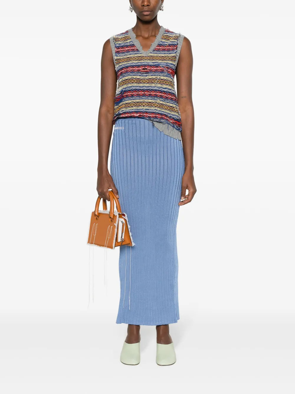 Jacquard-Logo Ribbed Maxi Skirt