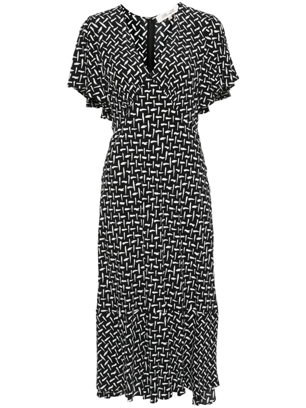 Abstract-Pattern Twill Dress