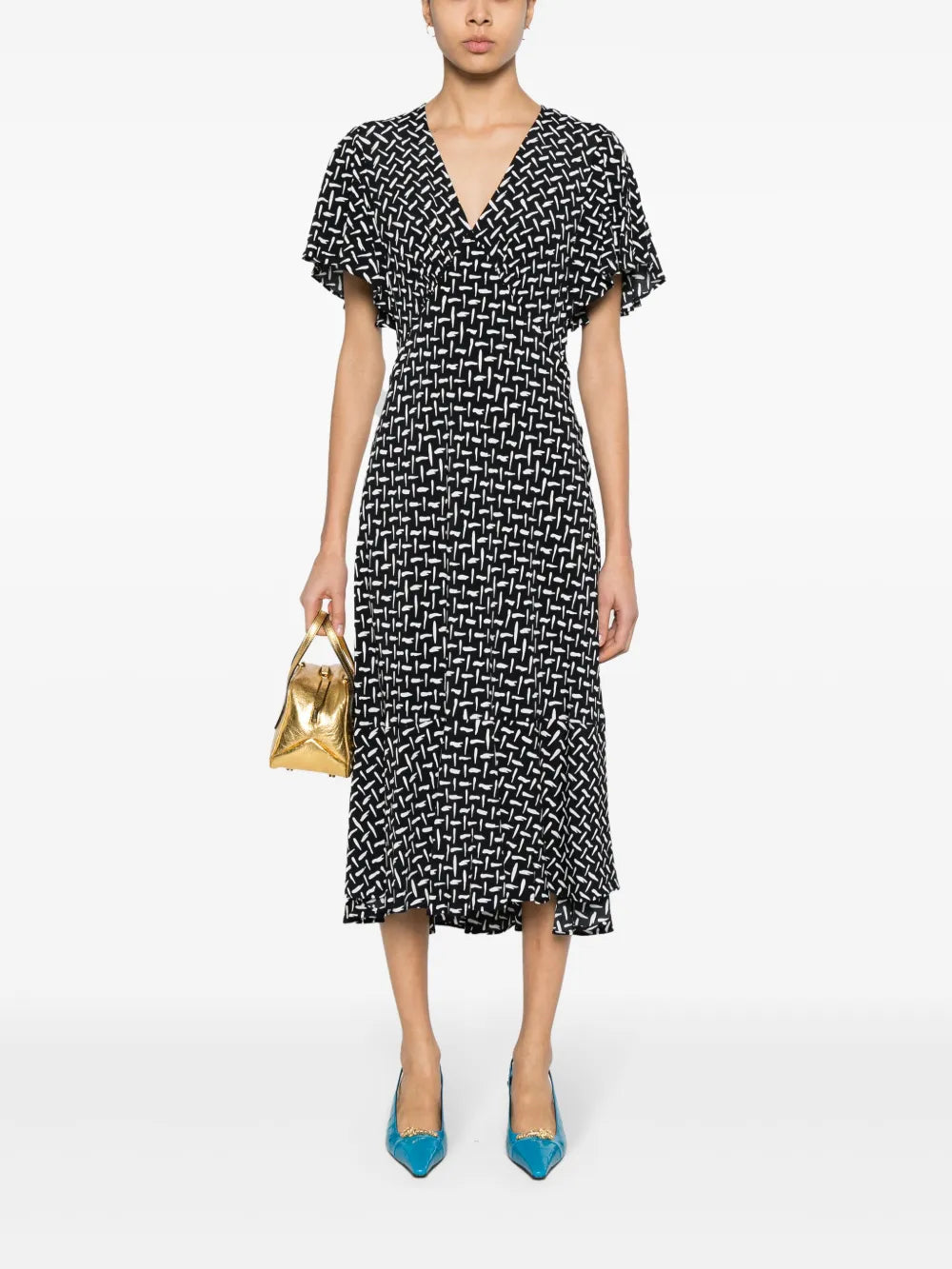 Abstract-Pattern Twill Dress