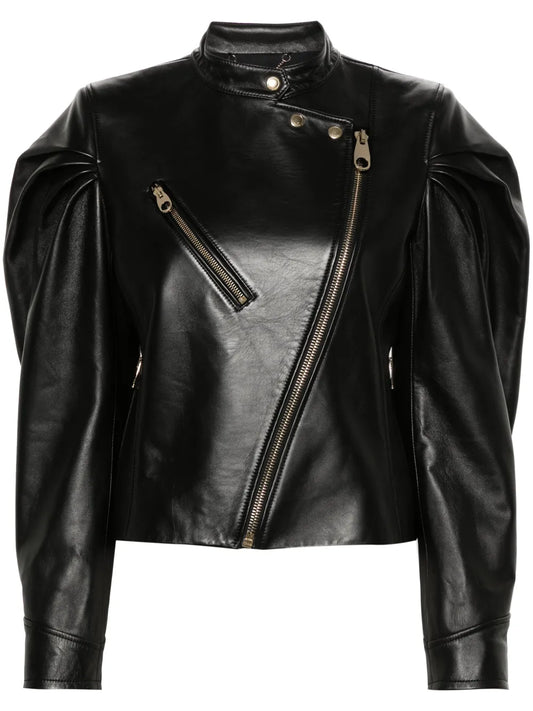 Pleated Leather Jacket