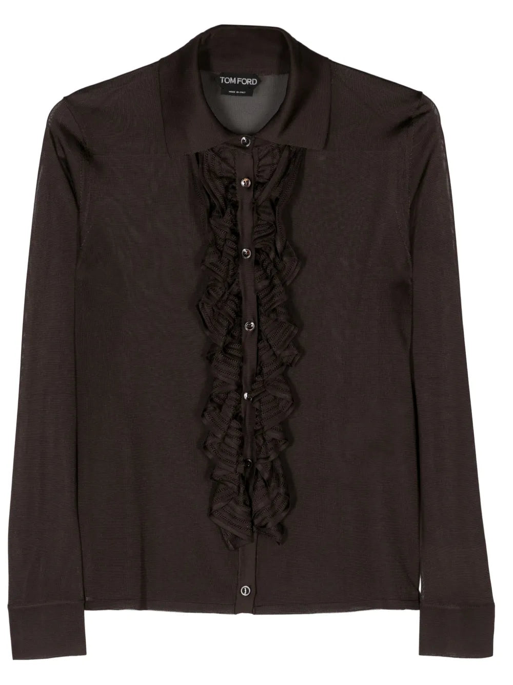 Ruffled-Trim Semi-Sheer Shirt