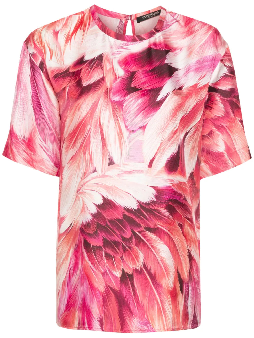 Plumage-Print Silk T-Shirt