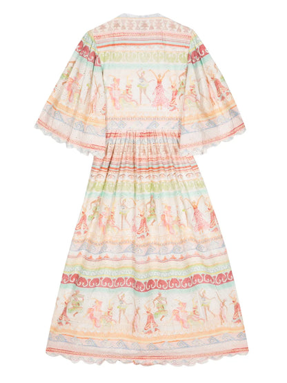 Broderie Anglaise Pleated Midi Dress