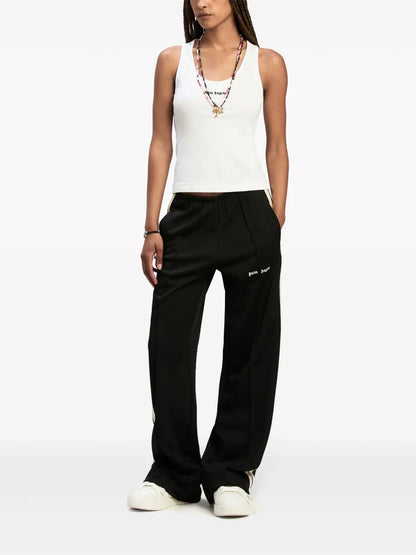 Logo-Embroidered Wide-Leg Track Pants
