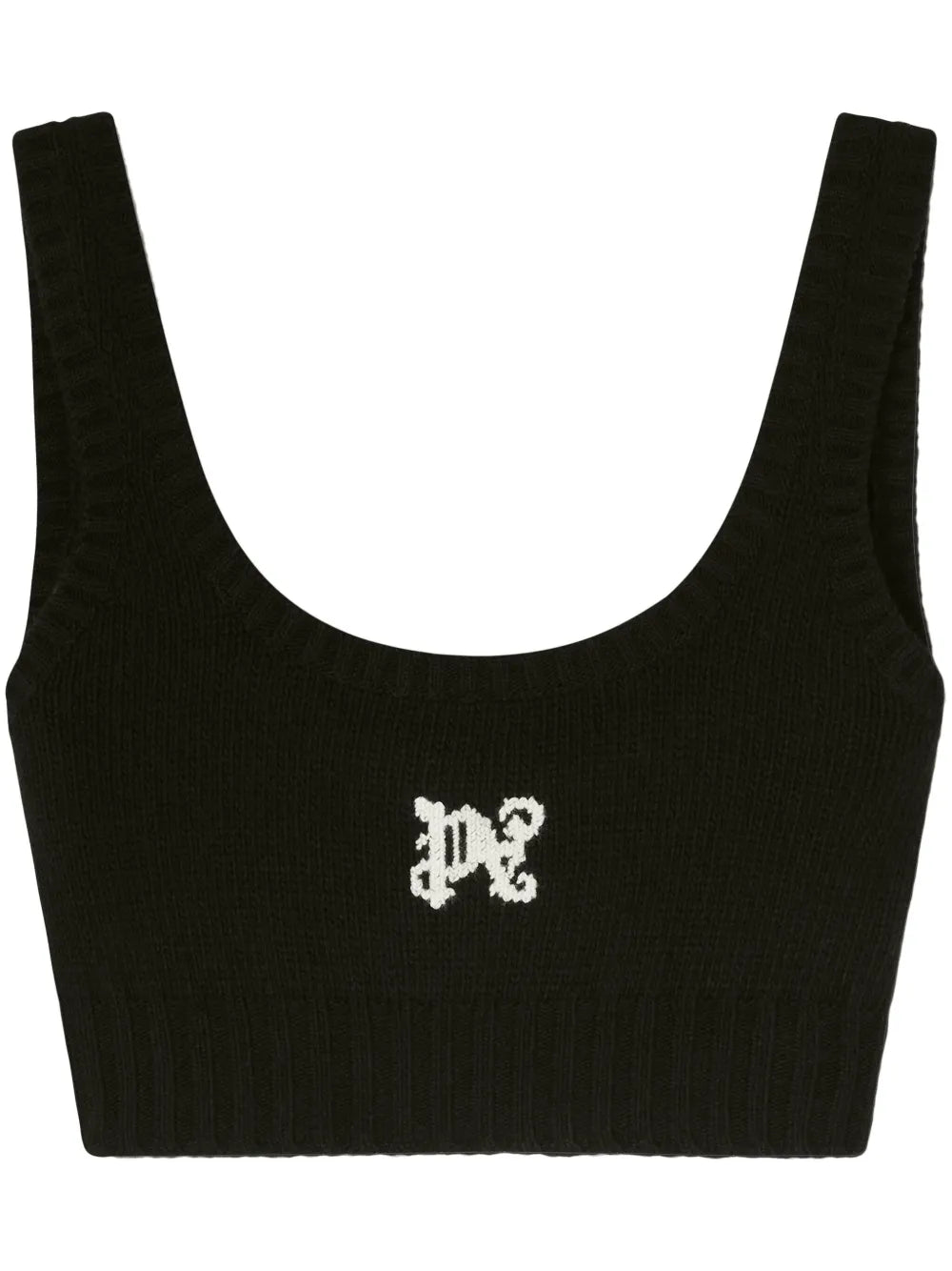 Intarsia Knit-Logo Crop Top
