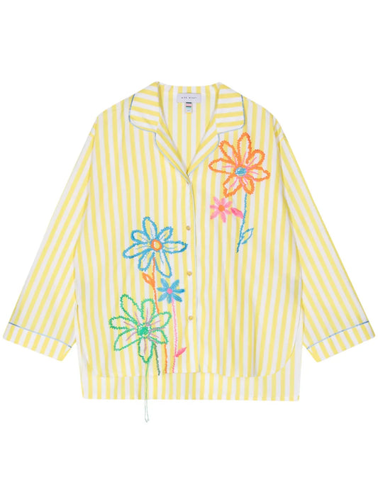 Floral-Embroidered Cotton Shirt