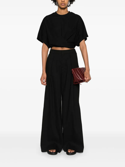 Tie-Fastening Cropped T-Shirt