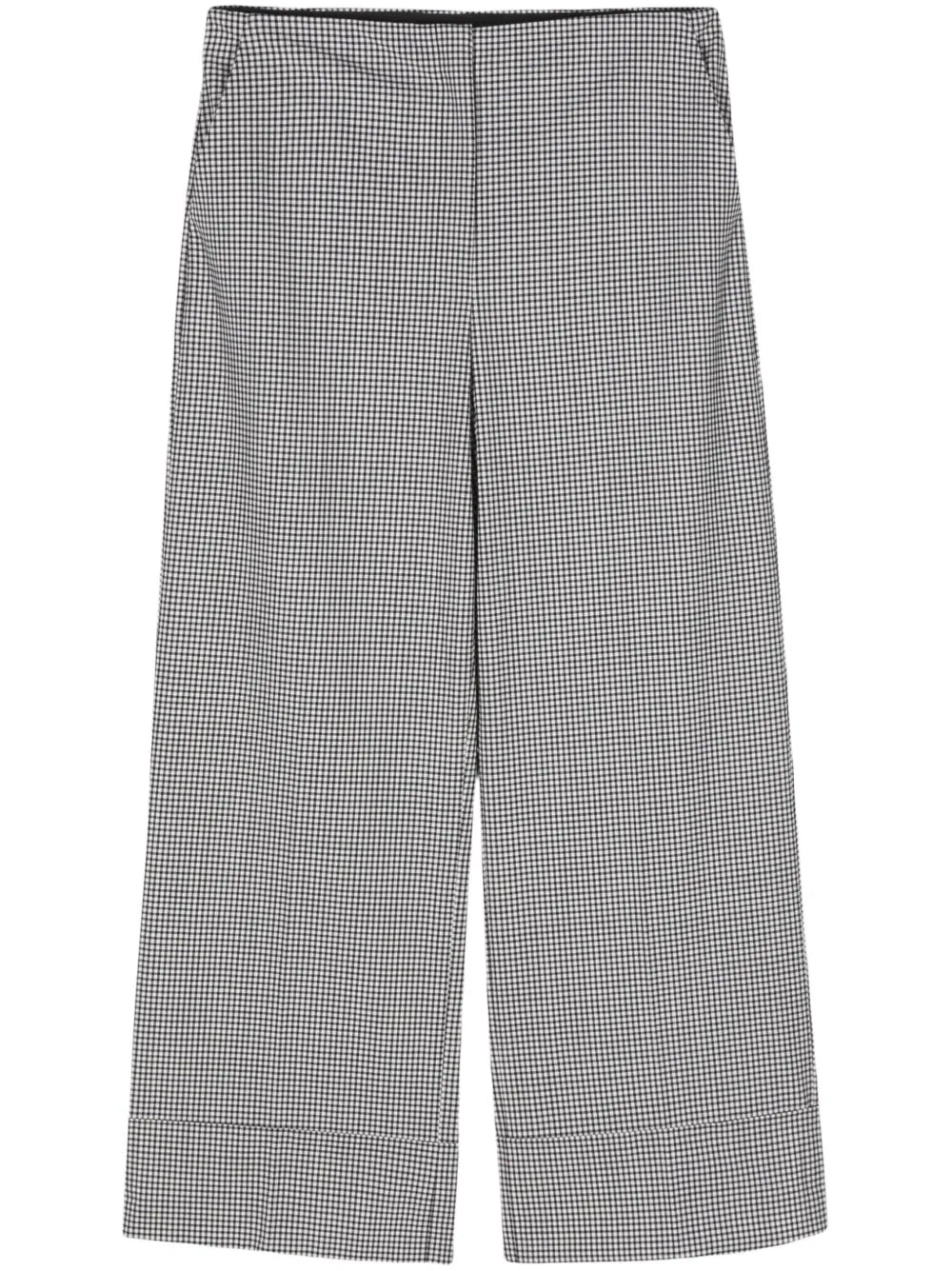 Check-Pattern Straight-Leg Trousers
