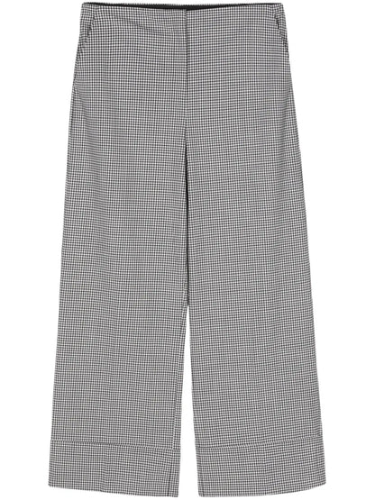 Check-Pattern Straight-Leg Trousers
