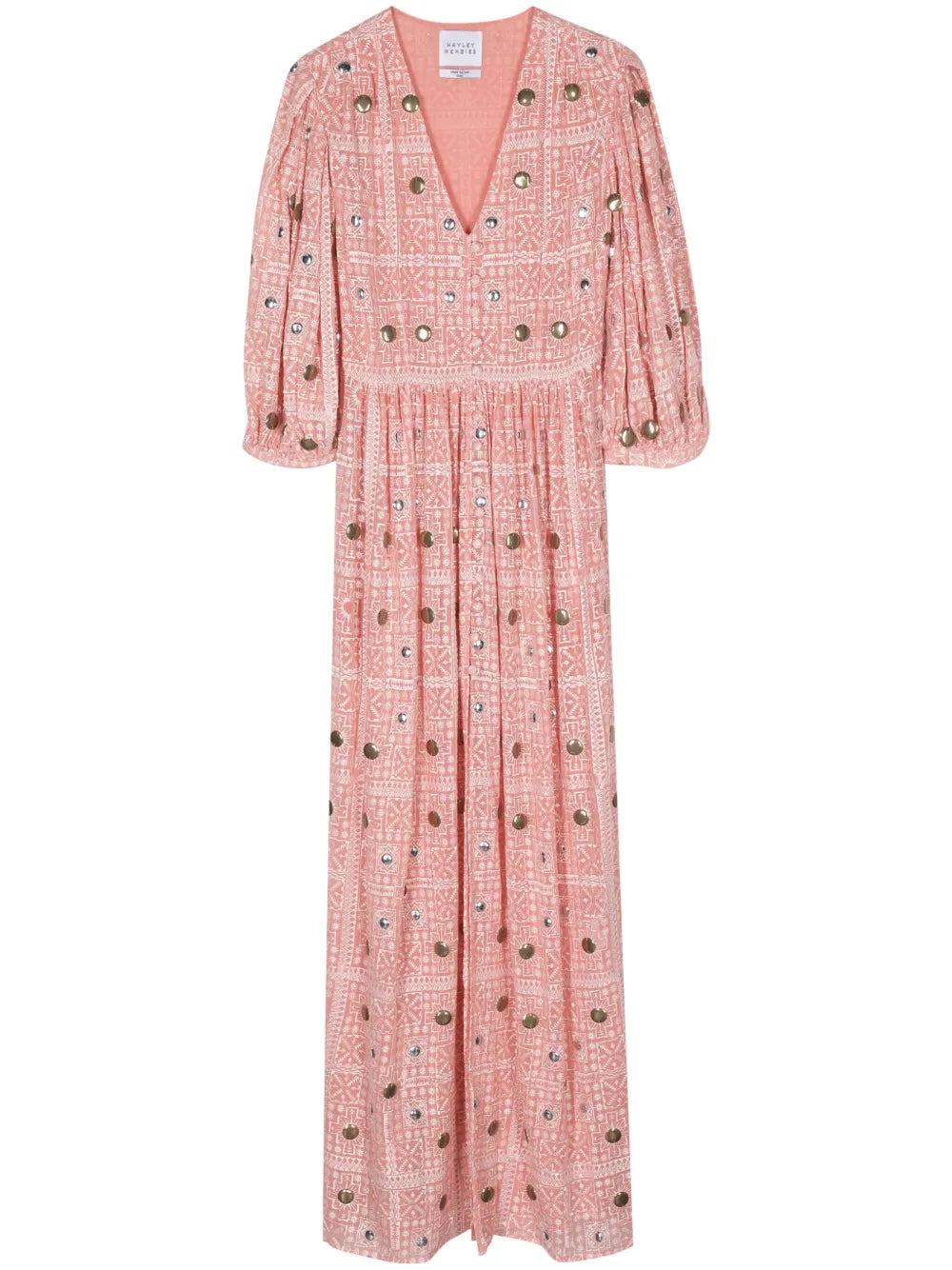 Stud-Embellished Printed Midi Dress