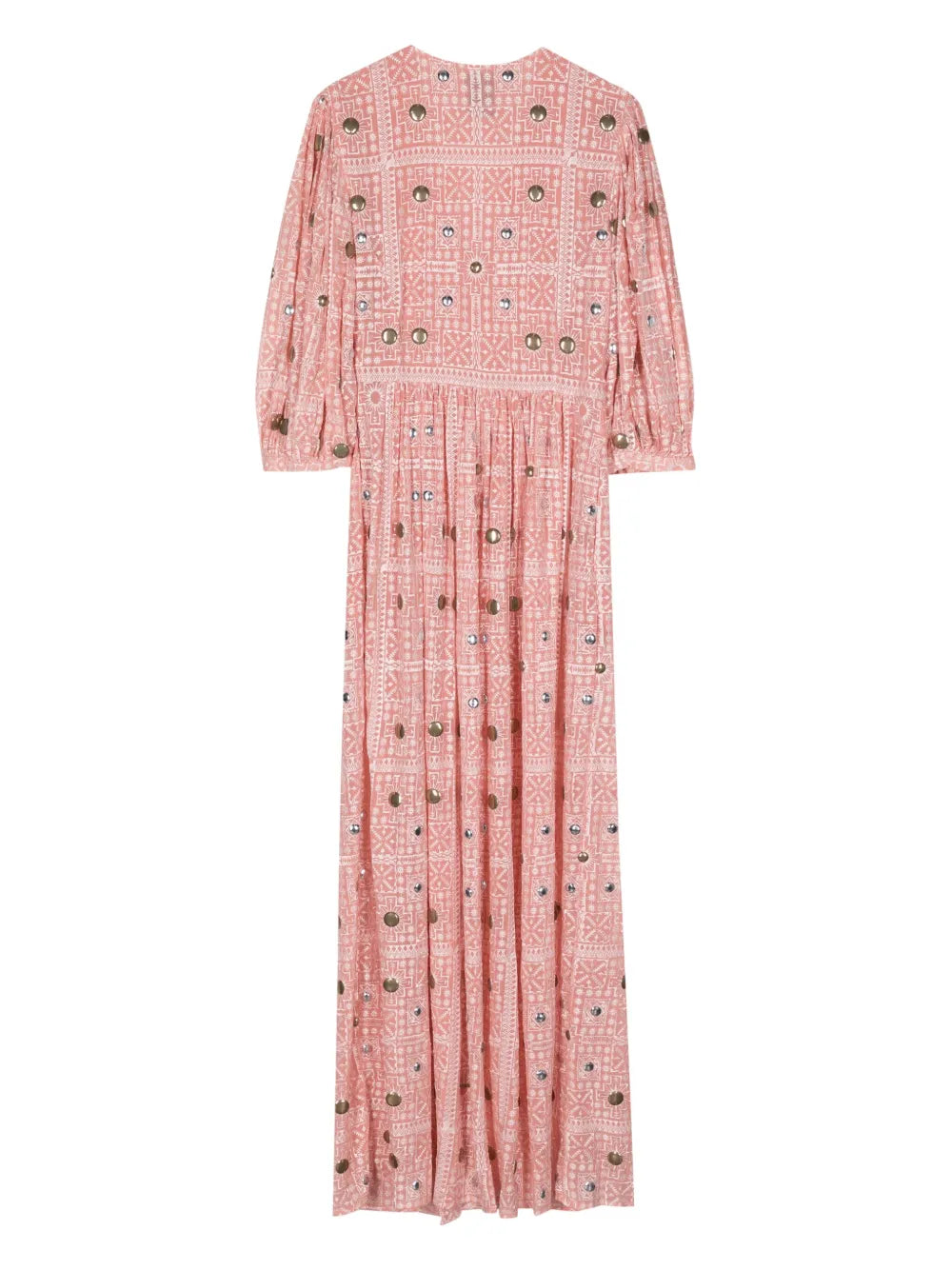 Stud-Embellished Printed Midi Dress