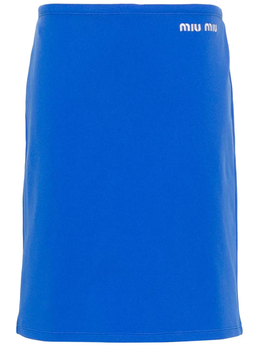 Embroidered-Logo Pencil Skirt