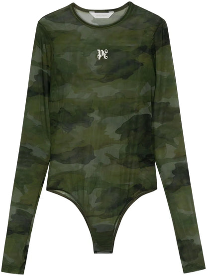Embroidery-Logo Camouflage Bodysuit