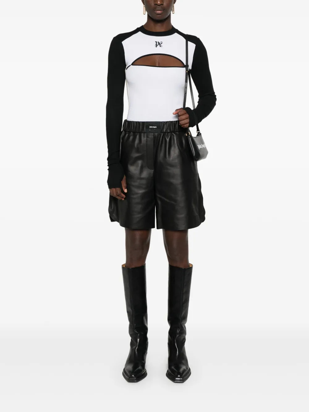 Monogram-Patch Leather Shorts