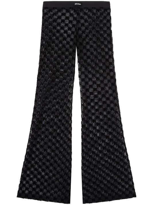 Semi-Sheer Monogram Flared Trousers