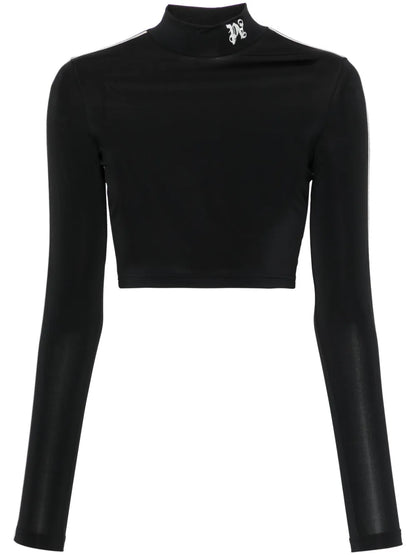 Embroidered-Logo Cropped Top