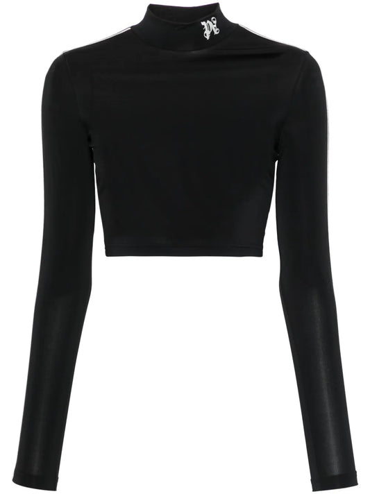 Embroidered-Logo Cropped Top