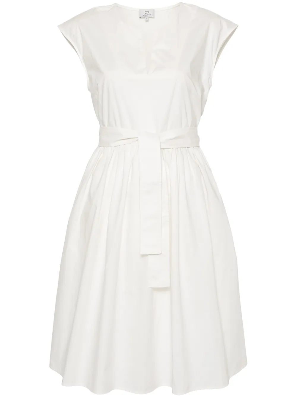 Belted Poplin Midi Dress