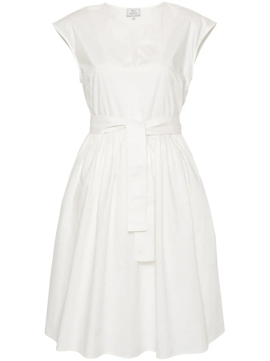 Belted Poplin Midi Dress