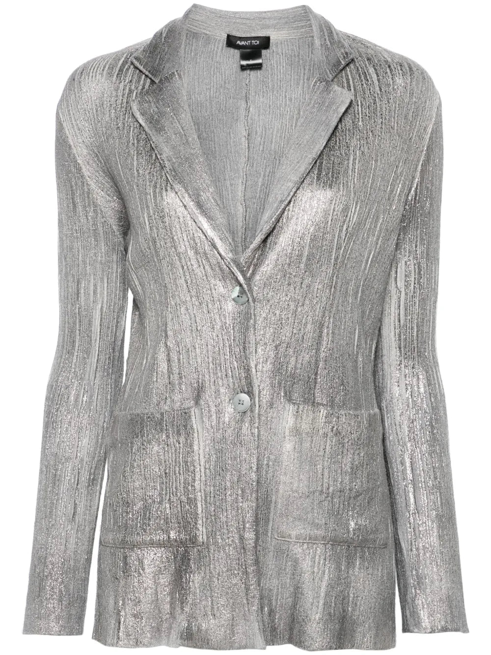 Plissé Single-Breasted Blazer