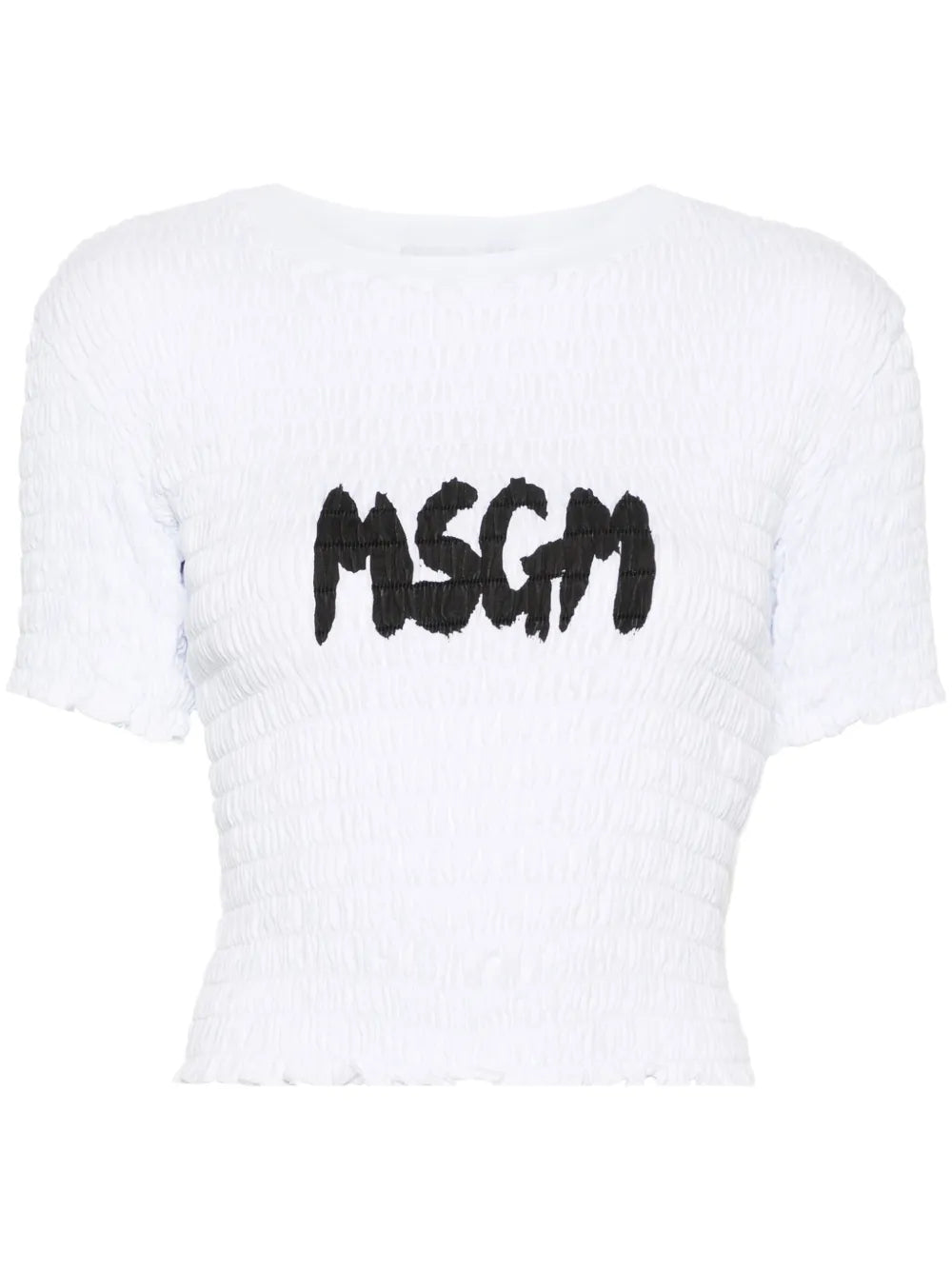 Logo-Print Smocked T-Shirt