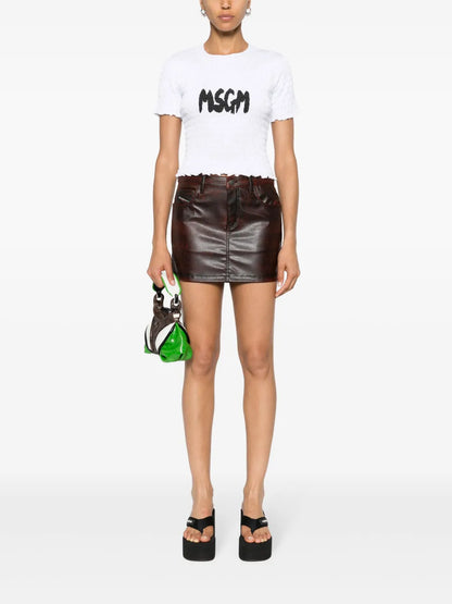 Logo-Print Smocked T-Shirt