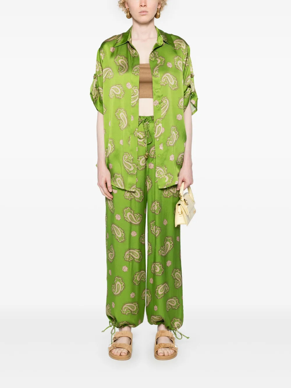 Dice Silk Wide-Leg Trousers