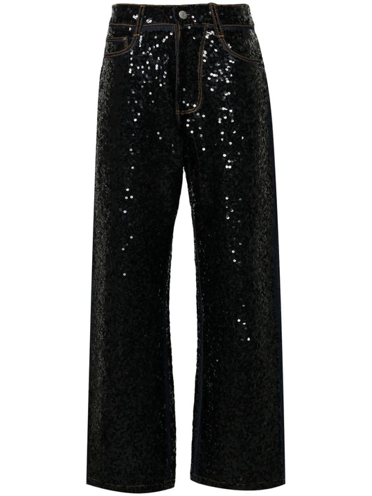 Guff Sequin-Embellished Straight Jeans