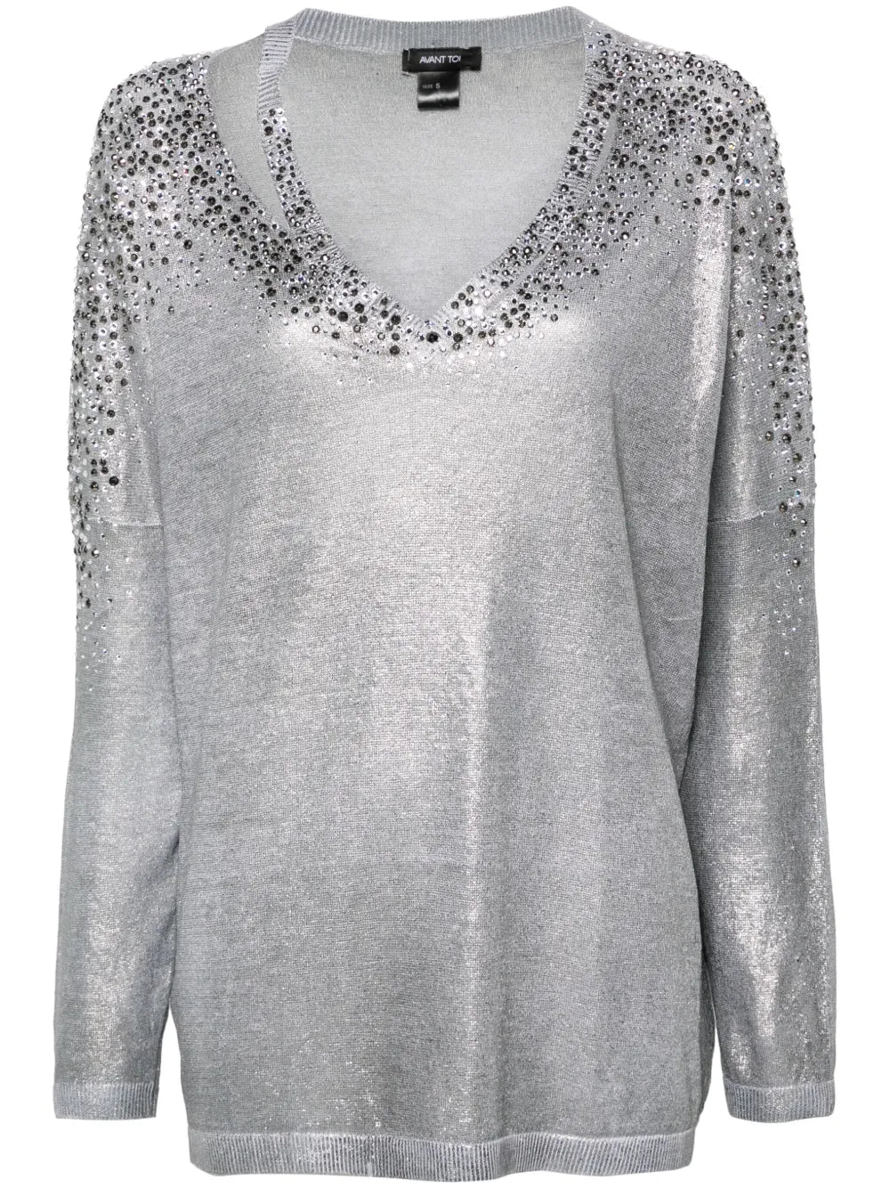 Crystal-Embellished V-Neck Jumper