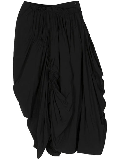 Asymmetric Draped Midi Skirt