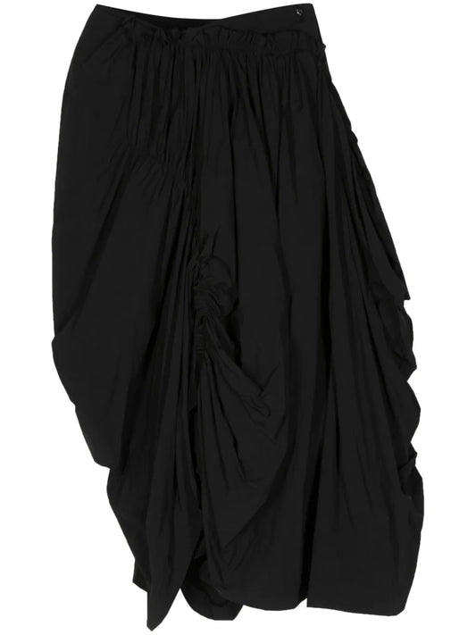 Asymmetric Draped Midi Skirt