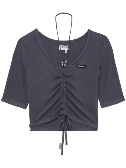 Gathered V-Neck T-Shirt