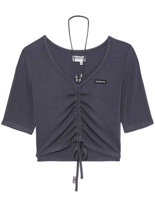 Gathered V-Neck T-Shirt