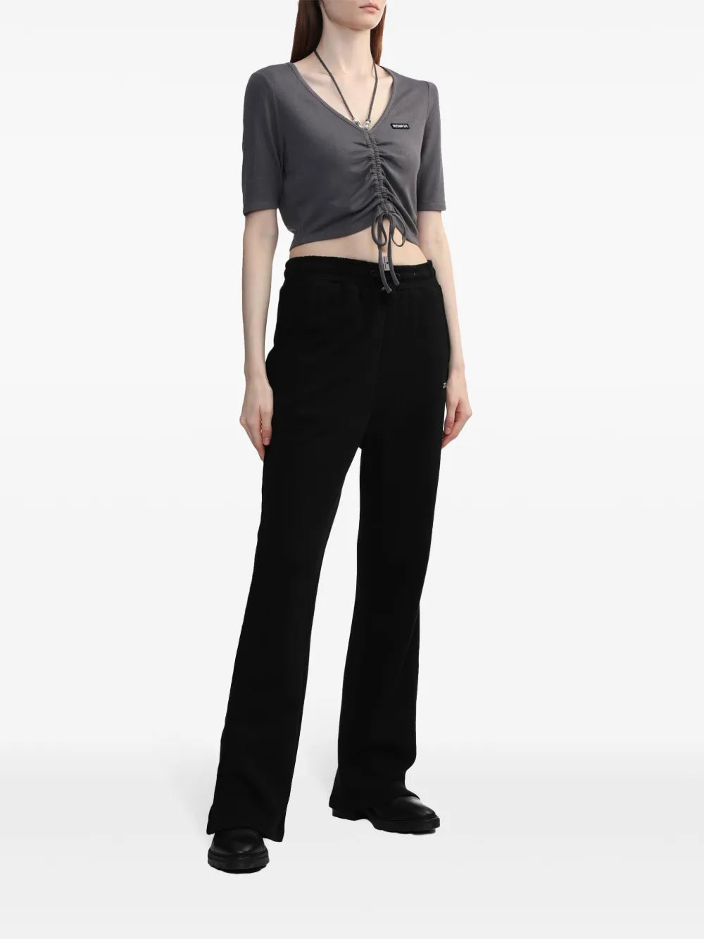 Gathered V-Neck T-Shirt