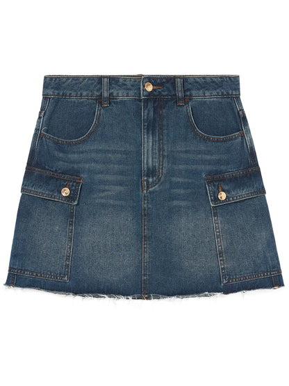 Denim Cargo Miniskirt