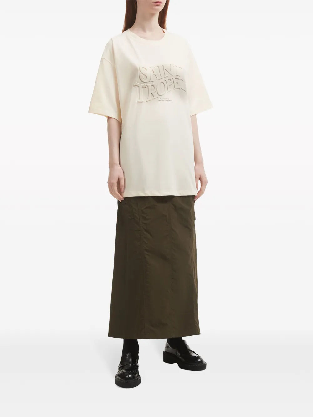 Text-Embossed Cut-Out T-Shirt
