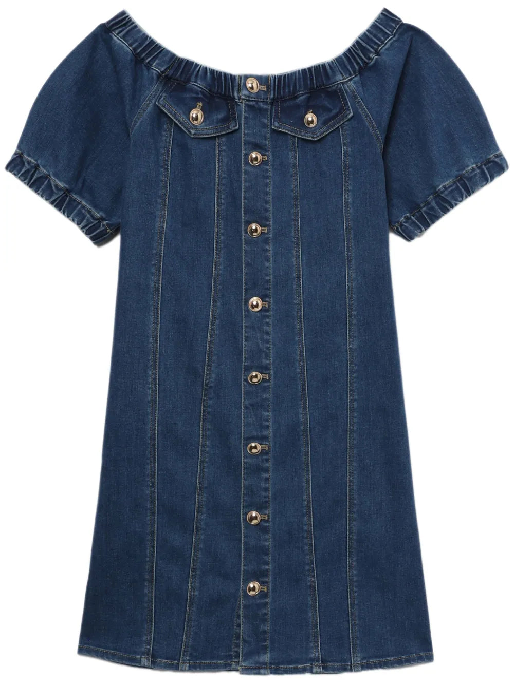 Off-Shoulder Denim Mini Dress