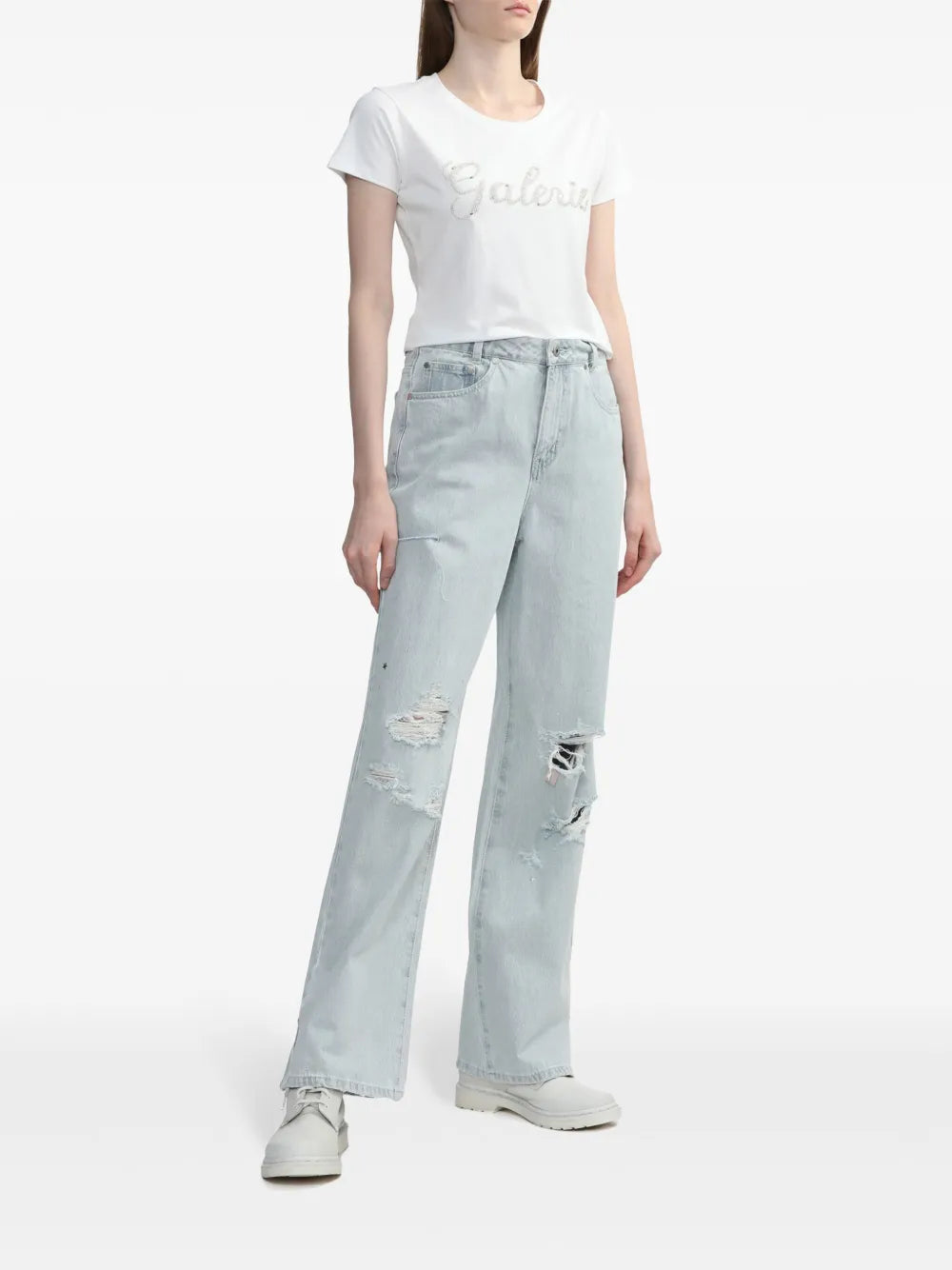 Crystal-Embellished Cotton-Blend T-Shirt