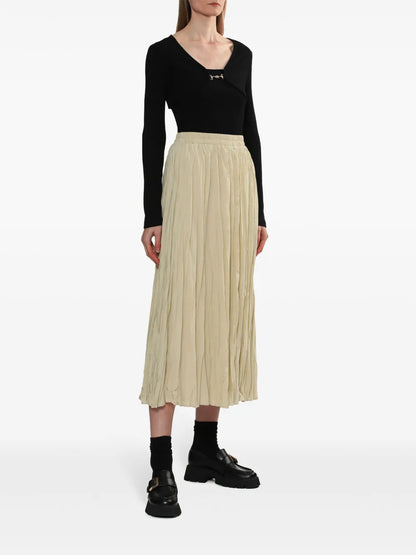 High-Rise Crinkled Midi Skirt