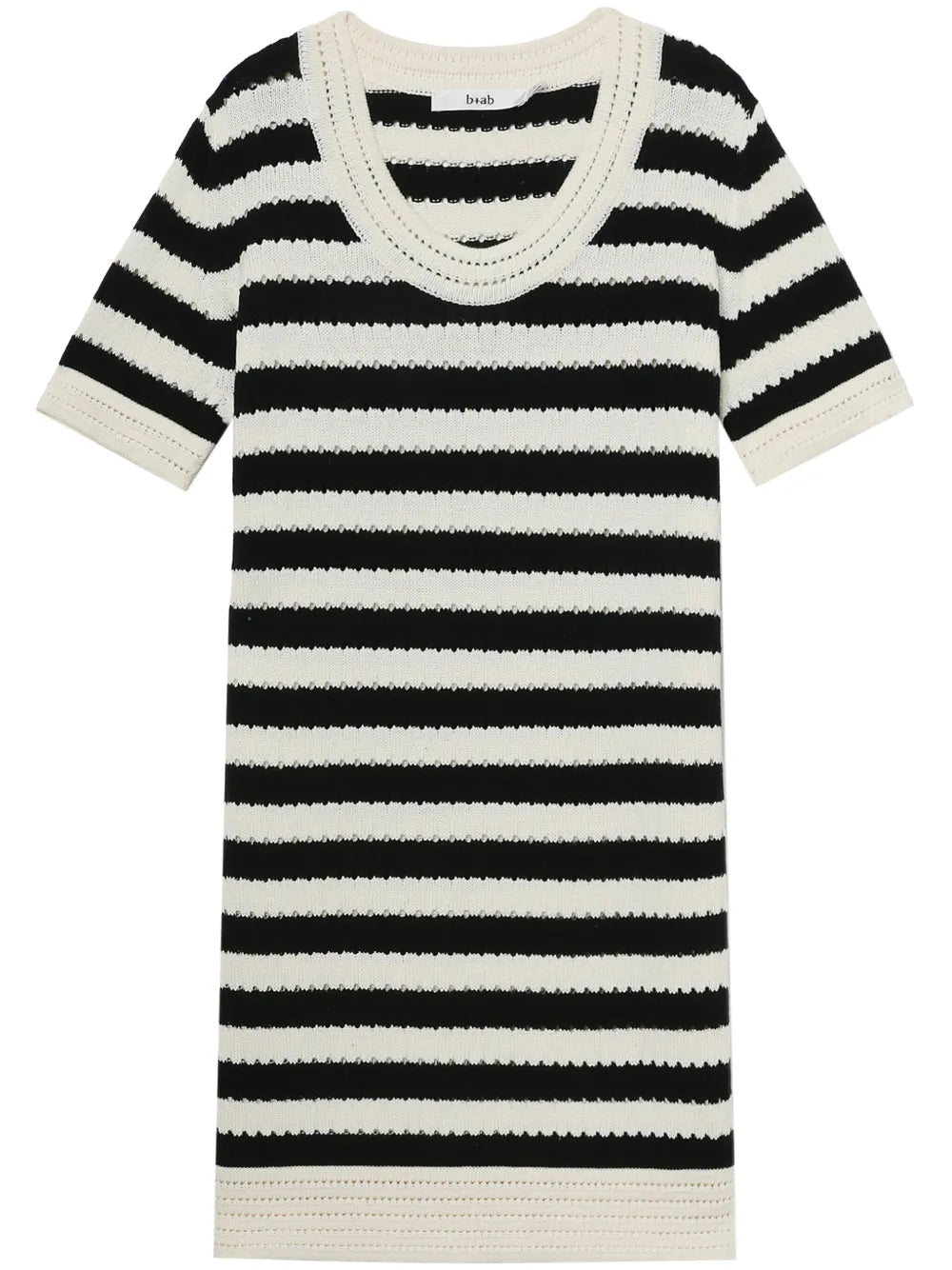 Horizontal Stripe Knitted Short-Sleeved Dress