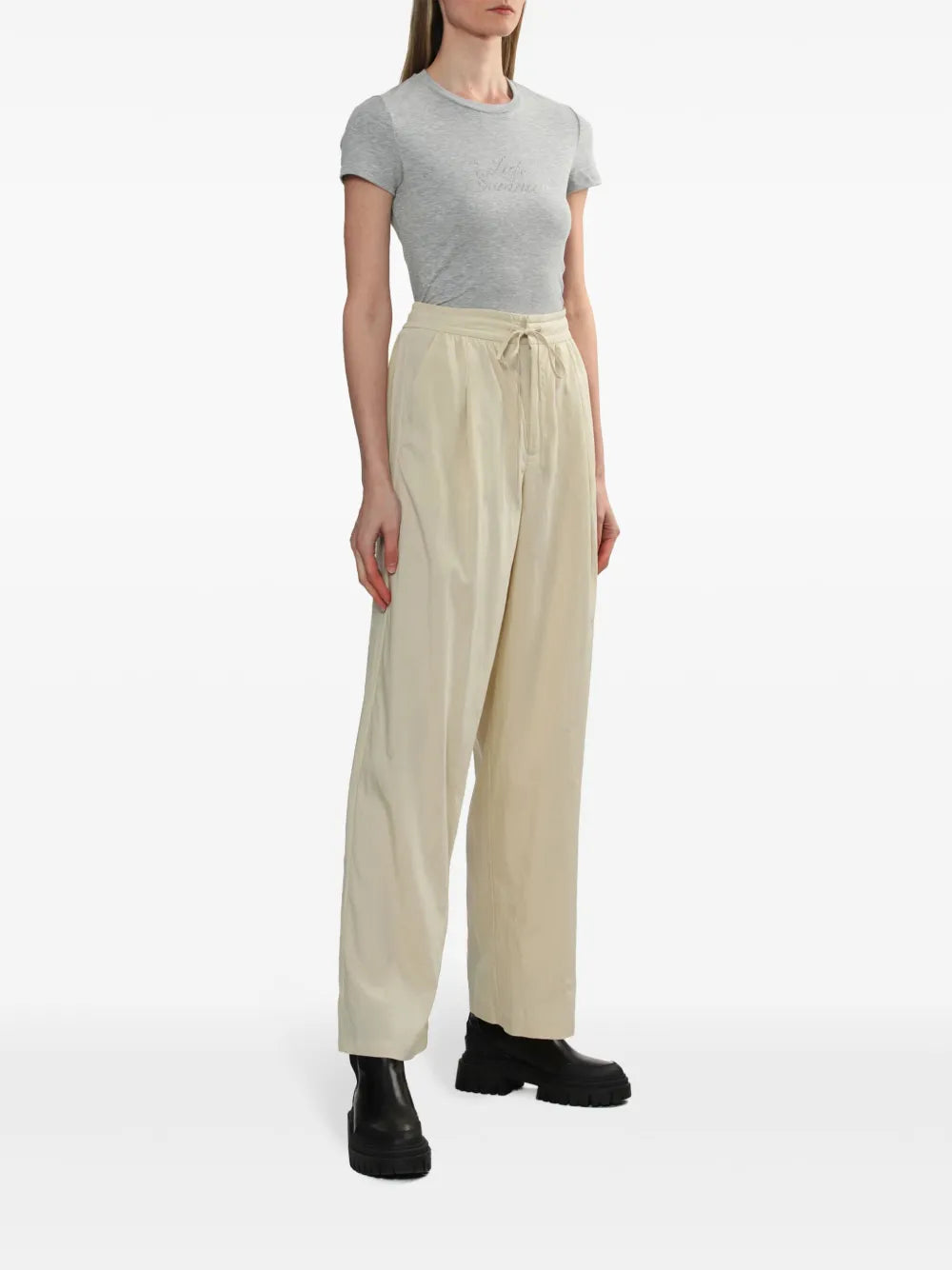 Pleat-Detail Wide-Leg Trousers