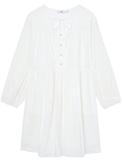 Broderie Anglaise Long-Sleeved Shift Dress