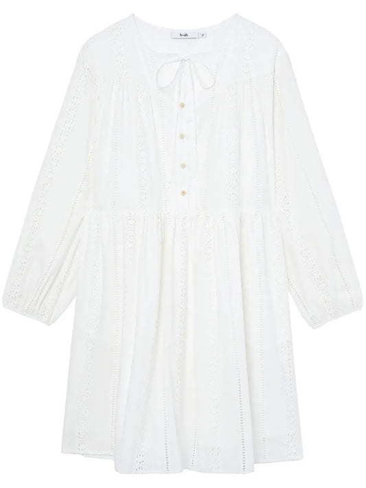 Broderie Anglaise Long-Sleeved Shift Dress