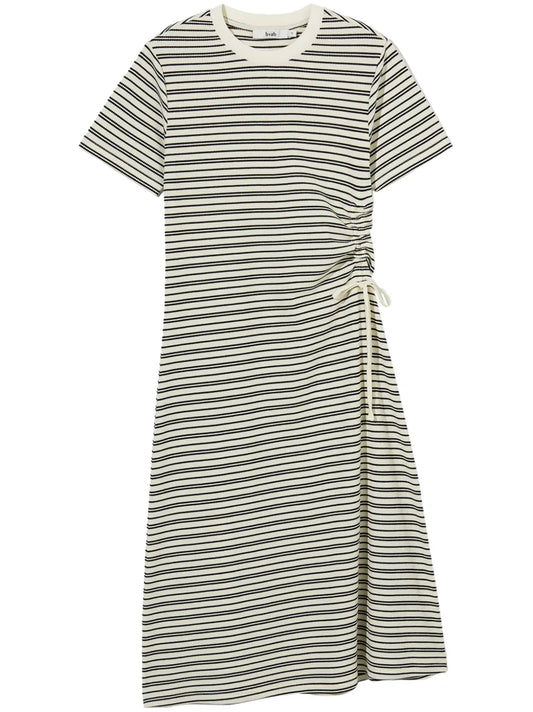 Drawstring Detail Striped Midi Dress