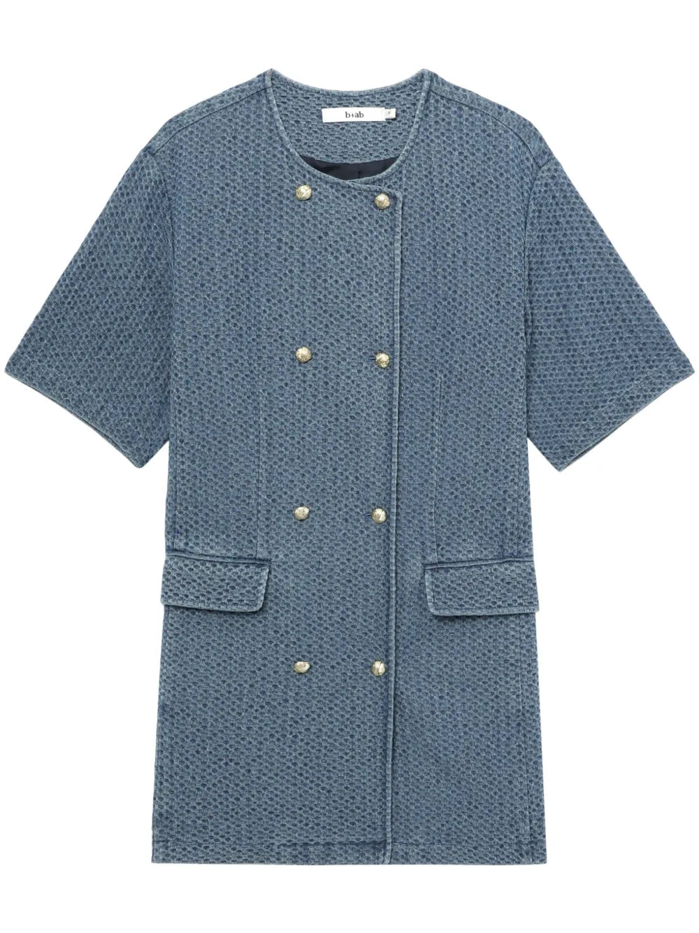 Double-Breasted Textured Denim Mini Dress