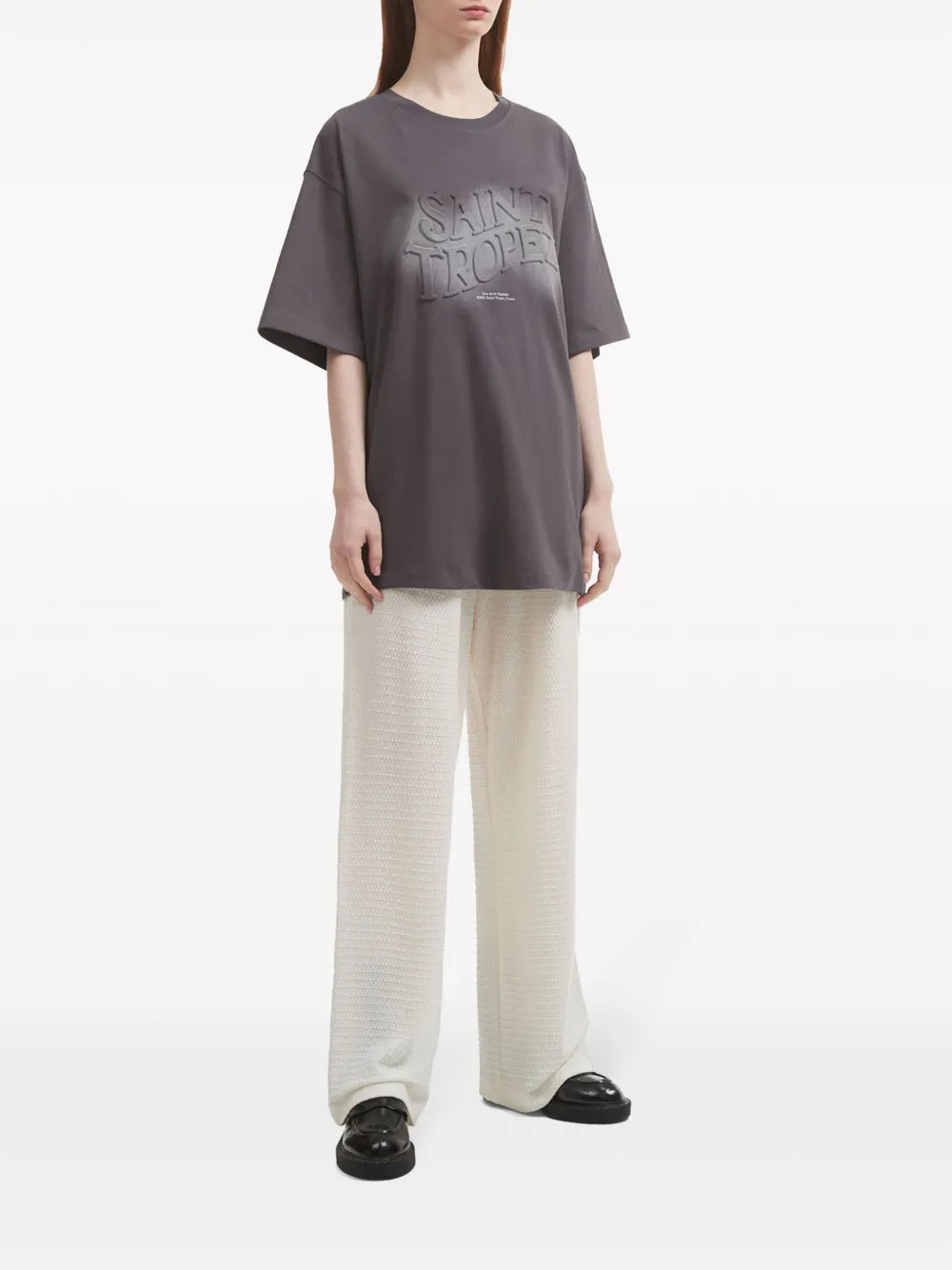 Text-Embossed Cut-Out T-Shirt