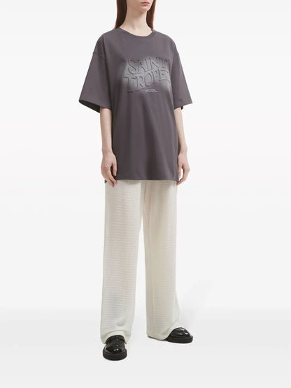 Text-Embossed Cut-Out T-Shirt