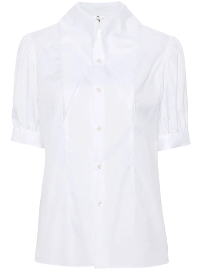 Long-Collar Puff-Sleeves Shirt